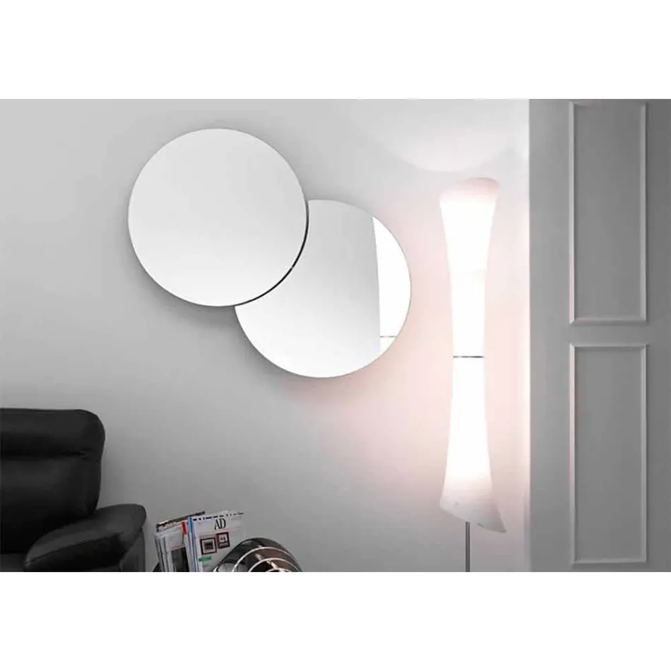 Round Wall Mirror with Satellite that Rotates 360 ° Made in Italy - Shaki Viadurini