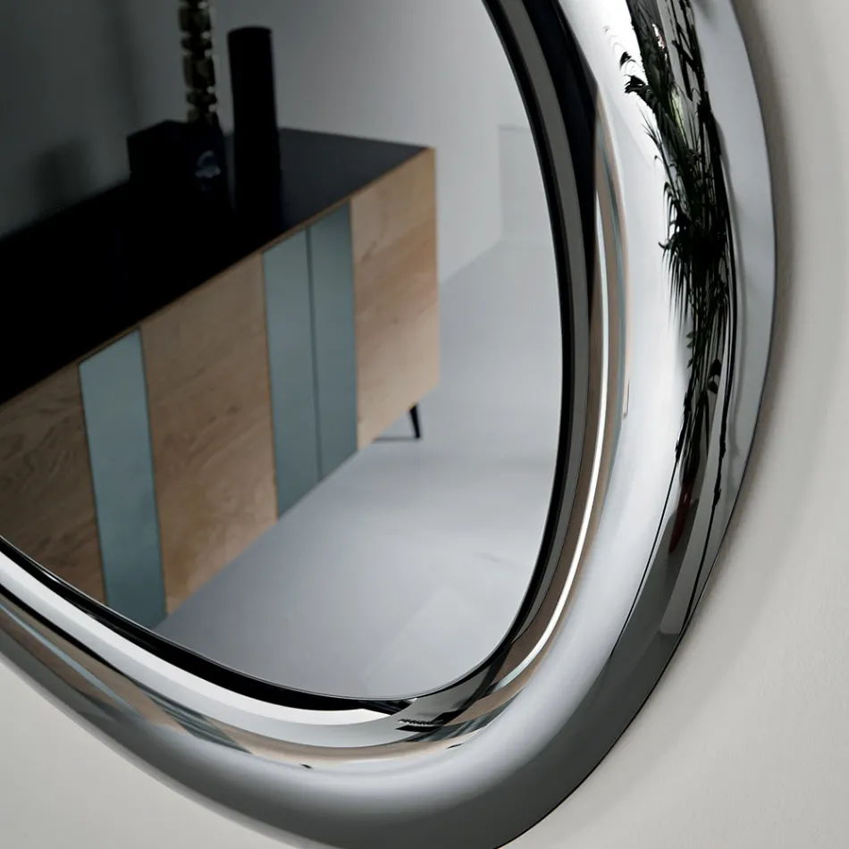 Shaped Wall Mirror with Curved Frame Made in Italy - Babila Viadurini