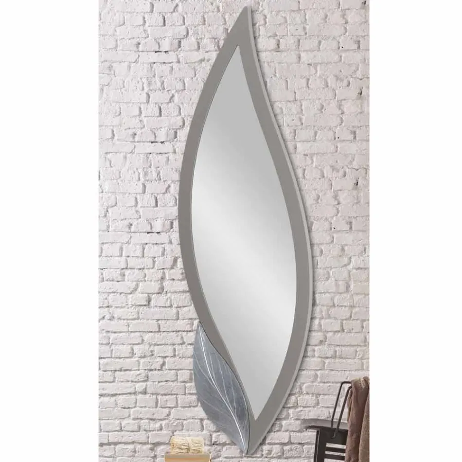 Wall mirror shaped modern dove gray lacquered made Italy Sagama Viadurini