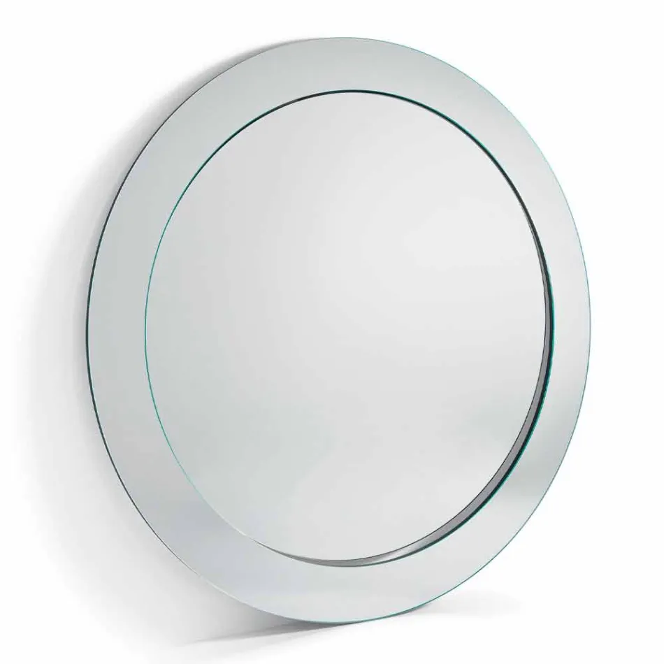 Modern Round Floor Mirror with Inclined Frame Made in Italy - Salamina Viadurini