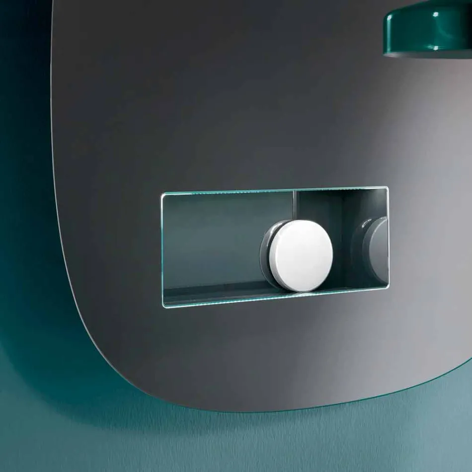 Decorative Wall Mirror Smoked Finish with Black Design Compartment - Matrix Viadurini