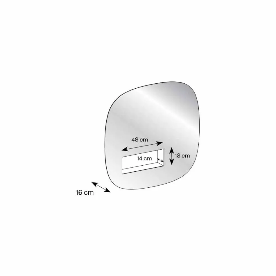 Decorative Wall Mirror Smoked Finish with Black Design Compartment - Matrix Viadurini