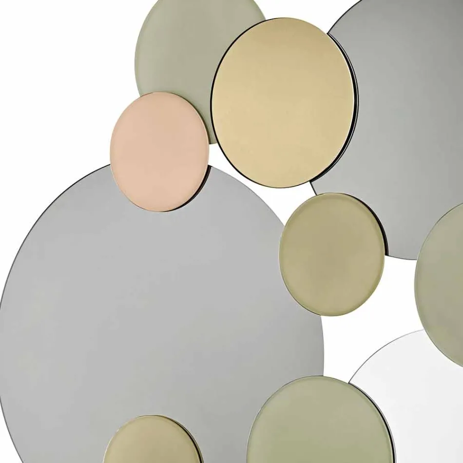 Decorative Wall Mirror with Colored Circles Design in 2 Dimensions - Babol Viadurini