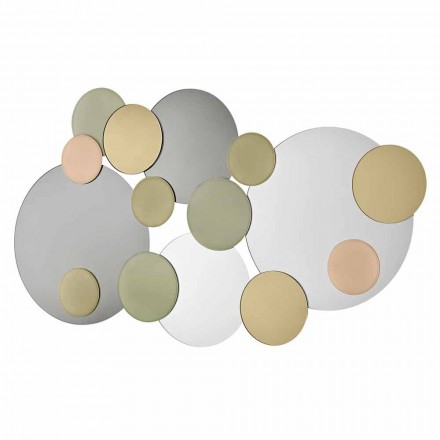 Decorative Wall Mirror with Colored Circles Design in 2 Dimensions - Babol Viadurini