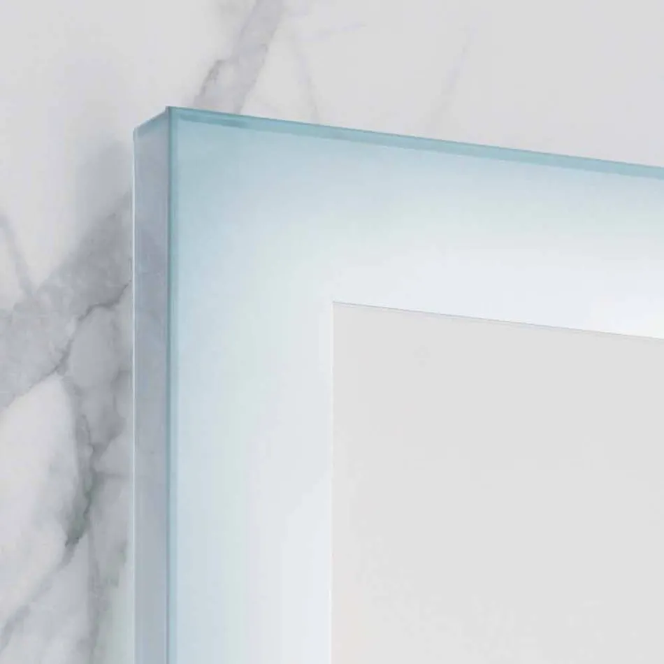 Contemporary mirror with satin glass edges, LED illumination, Ady Viadurini