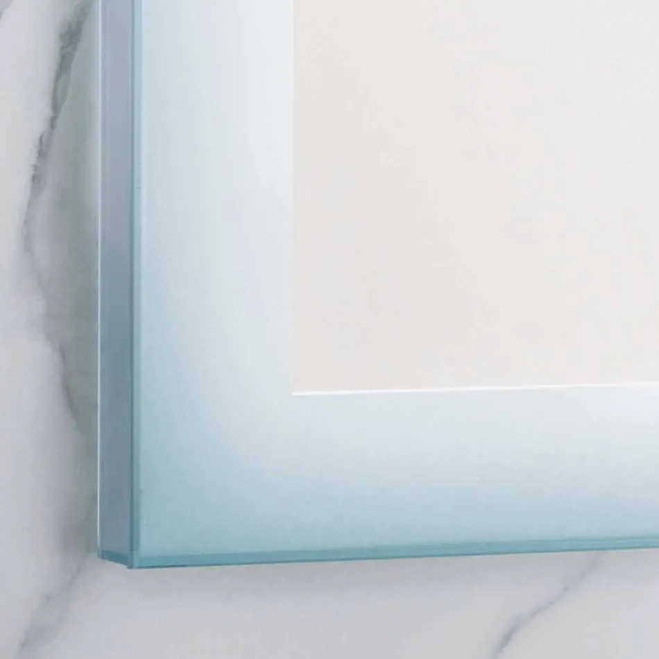 Contemporary mirror with satin glass edges, LED illumination, Ady Viadurini
