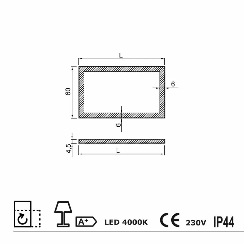 Contemporary mirror with satin glass edges, LED illumination, Ady Viadurini