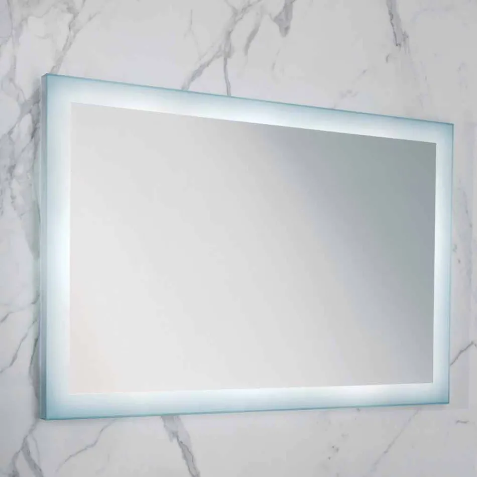 Contemporary mirror with satin glass edges, LED illumination, Ady Viadurini