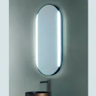 Oval Bathroom Mirror with Side Lights Made in Italy - Albert Viadurini