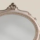 Classic Style Oval Mirror in Antique Silver Wood Made in Italy - Florence Viadurini