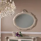 Classic Style Oval Mirror in Antique Silver Wood Made in Italy - Florence Viadurini
