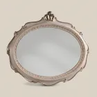 Classic Style Oval Mirror in Antique Silver Wood Made in Italy - Florence Viadurini