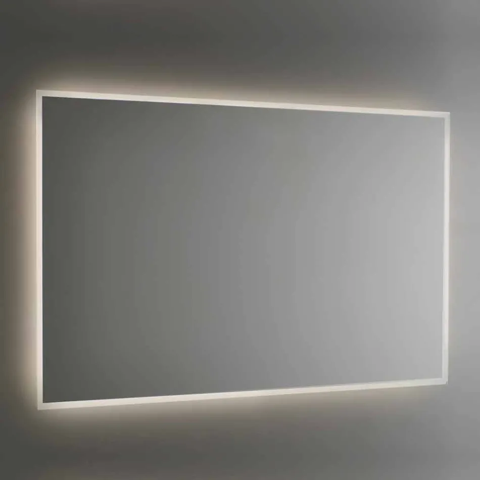 Backlit Bathroom Mirror with Sandblasted Frame Made in Italy - Floriana Viadurini