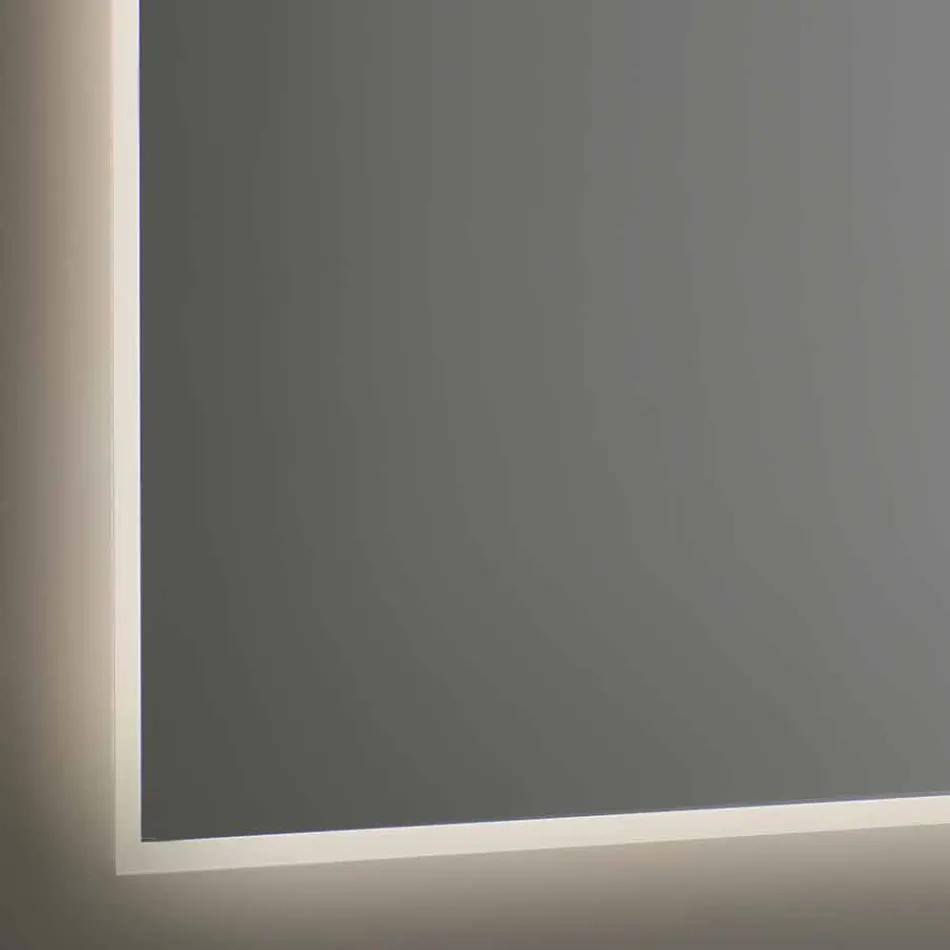 Backlit Bathroom Mirror with Sandblasted Frame Made in Italy - Floriana Viadurini