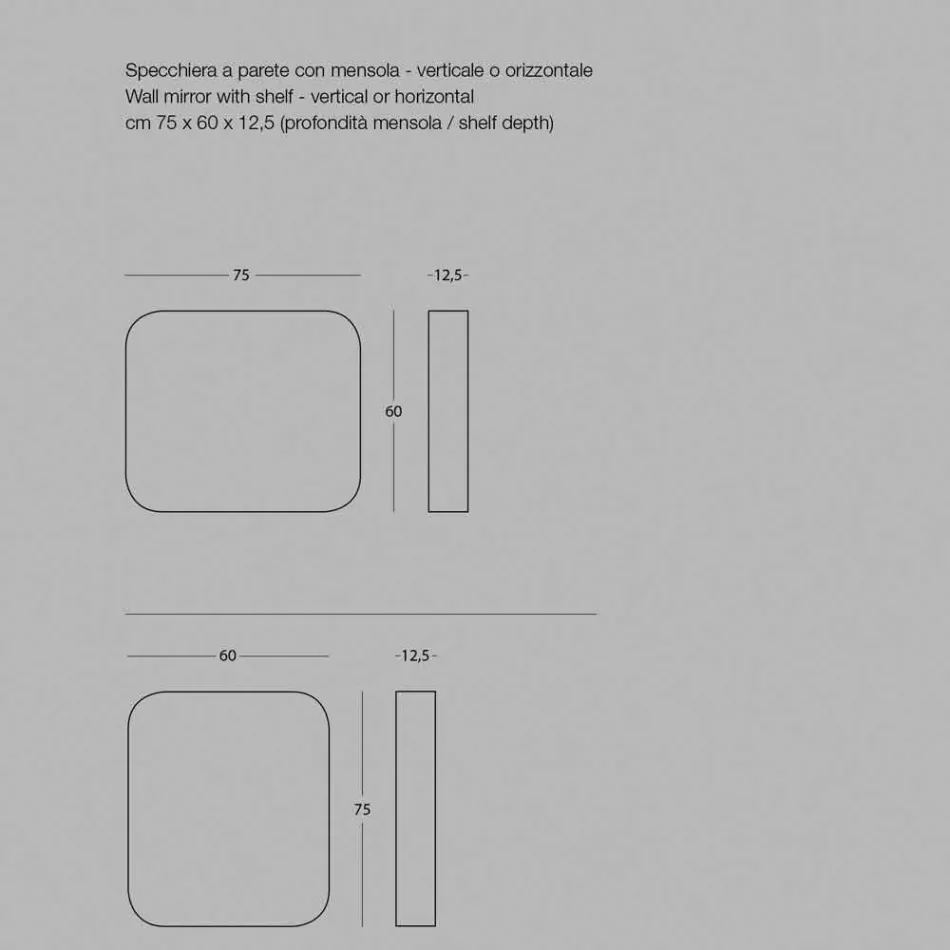 Rounded Rectangular Mirror with Metal Frame Various Colors - Alexandra Viadurini
