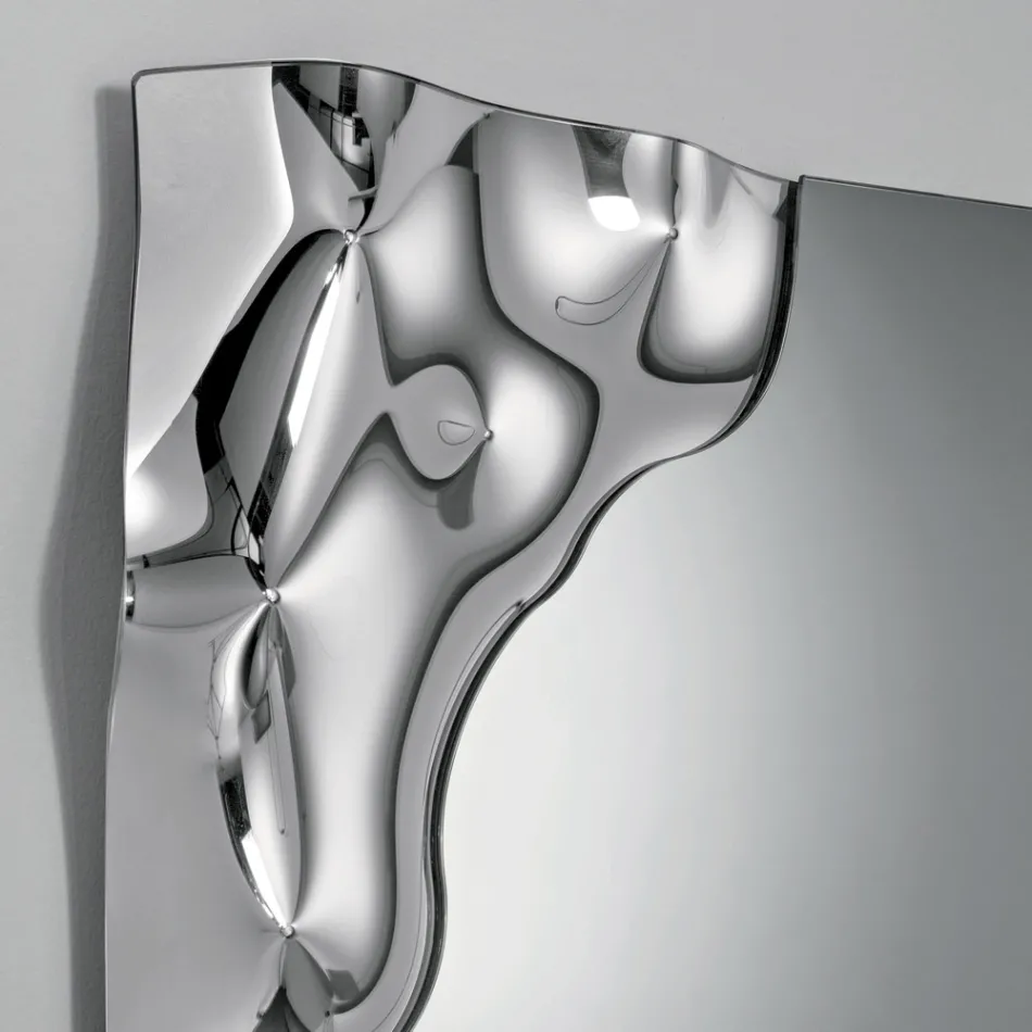 Rectangular Mirror with Corner in Fused Glass Made in Italy - Adelinda Viadurini