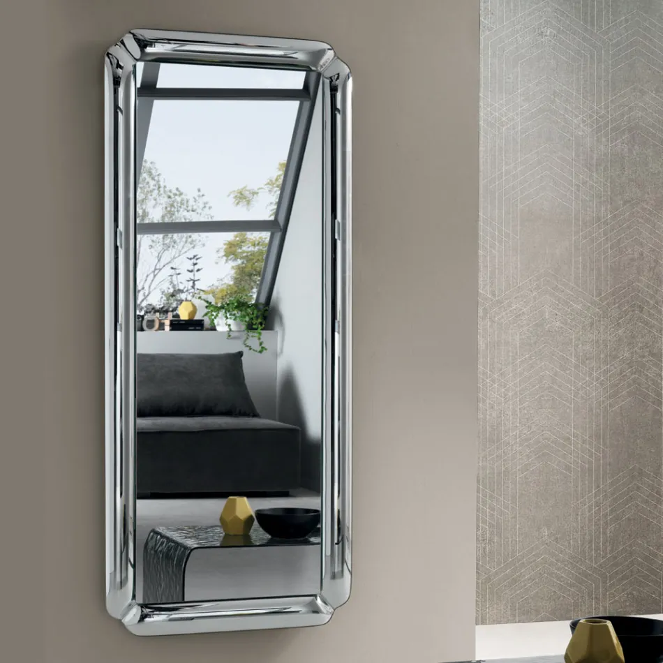 Rectangular Mirror with Cast Crystal Frame Made in Italy - Belinda Viadurini
