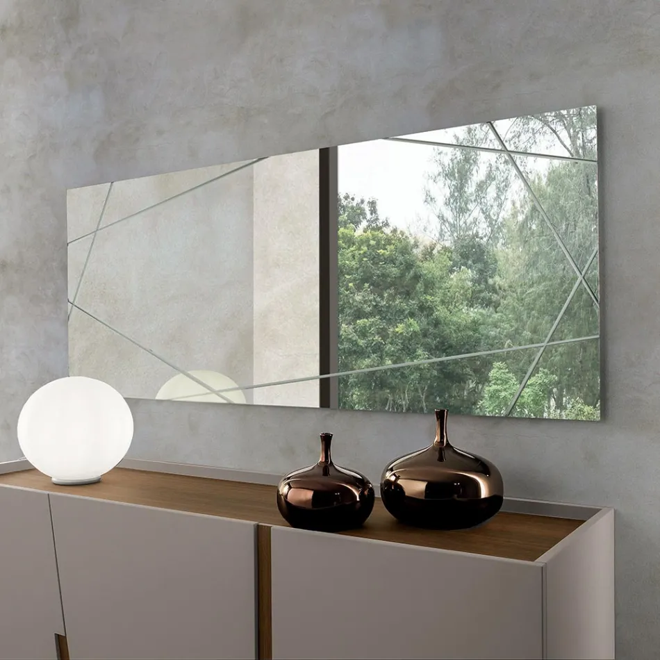 Rectangular Mirror with Laser Engravings Made in Italy - Alberta Viadurini