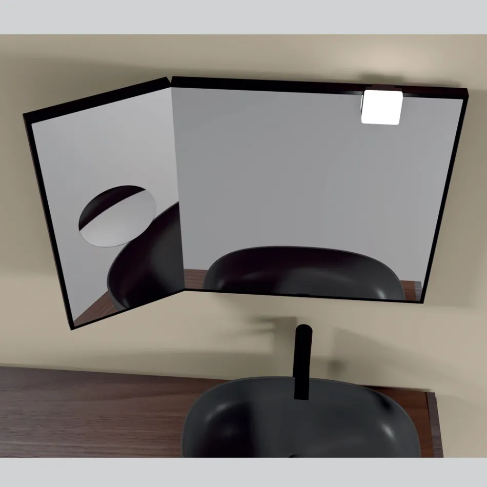 Rectangular Wooden Mirror and Magnifying Mirror Made in Italy - Curie Viadurini