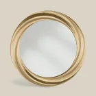 Round Mirror with Luxury Gold Wood Frame Made in Italy - Adelin Viadurini