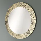 Round Mirror with Leaf Decorated Glass Frame Made in Italy - Alisso Viadurini