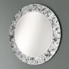 Round Mirror with Leaf Decorated Glass Frame Made in Italy - Alisso Viadurini