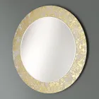 Round Mirror with Leaf Decorated Glass Frame Made in Italy - Alisso Viadurini
