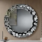 Round Mirror with Wavy Glass Frame Made in Italy - Adelma Viadurini