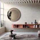 Round Wall Mirror with Sandblasted Decoration Made in Italy - Annamaria Viadurini