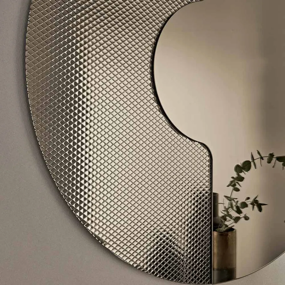 Round Wall Mirror with Mesh Insert Made in Italy - Annabella Viadurini