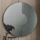 Round Wall Mirror with Mesh Insert Made in Italy - Annabella Viadurini