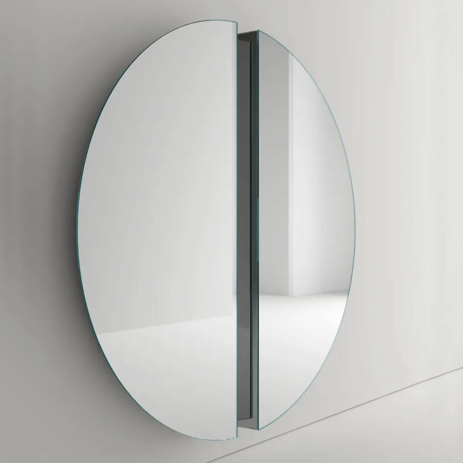 Round Wall Mirror with Central V-Cut that Separates the Panels - Spirit Viadurini