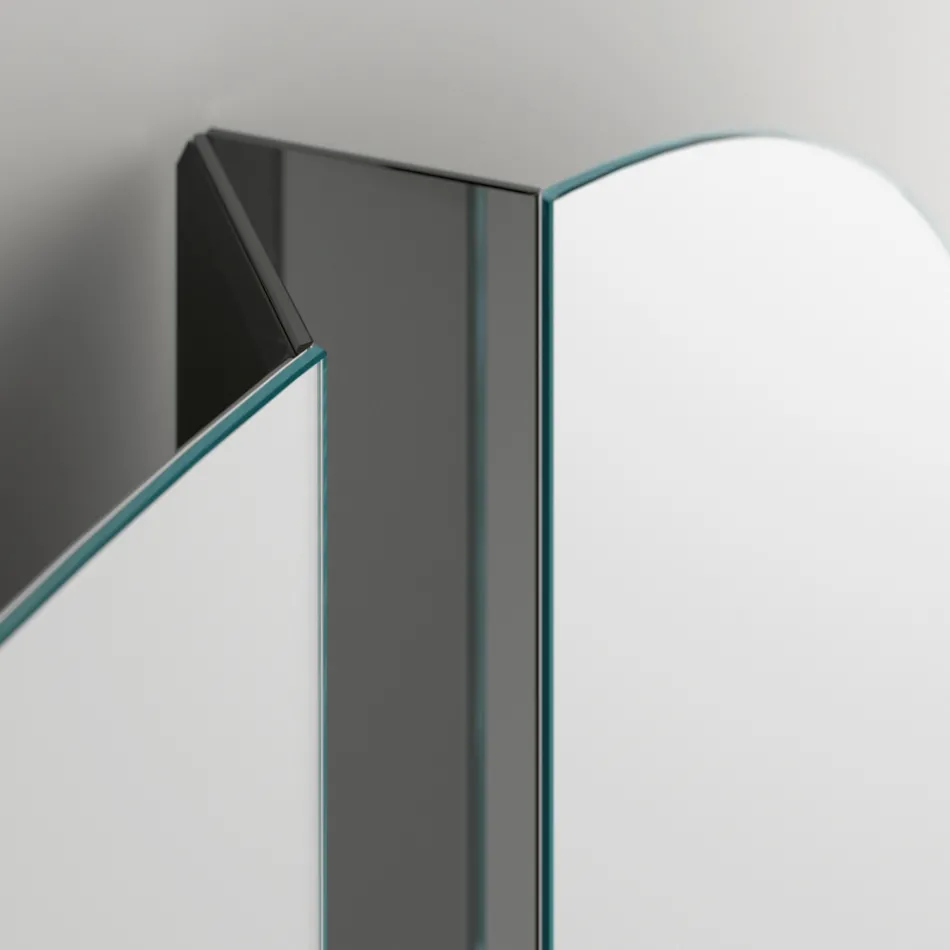 Round Wall Mirror with Central V-Cut that Separates the Panels - Spirit Viadurini