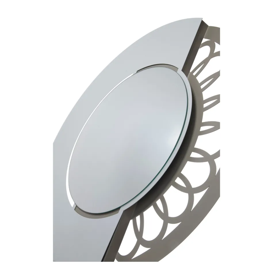 Round Iron Mirror with Side Decoration Made in Italy - Padlock Viadurini