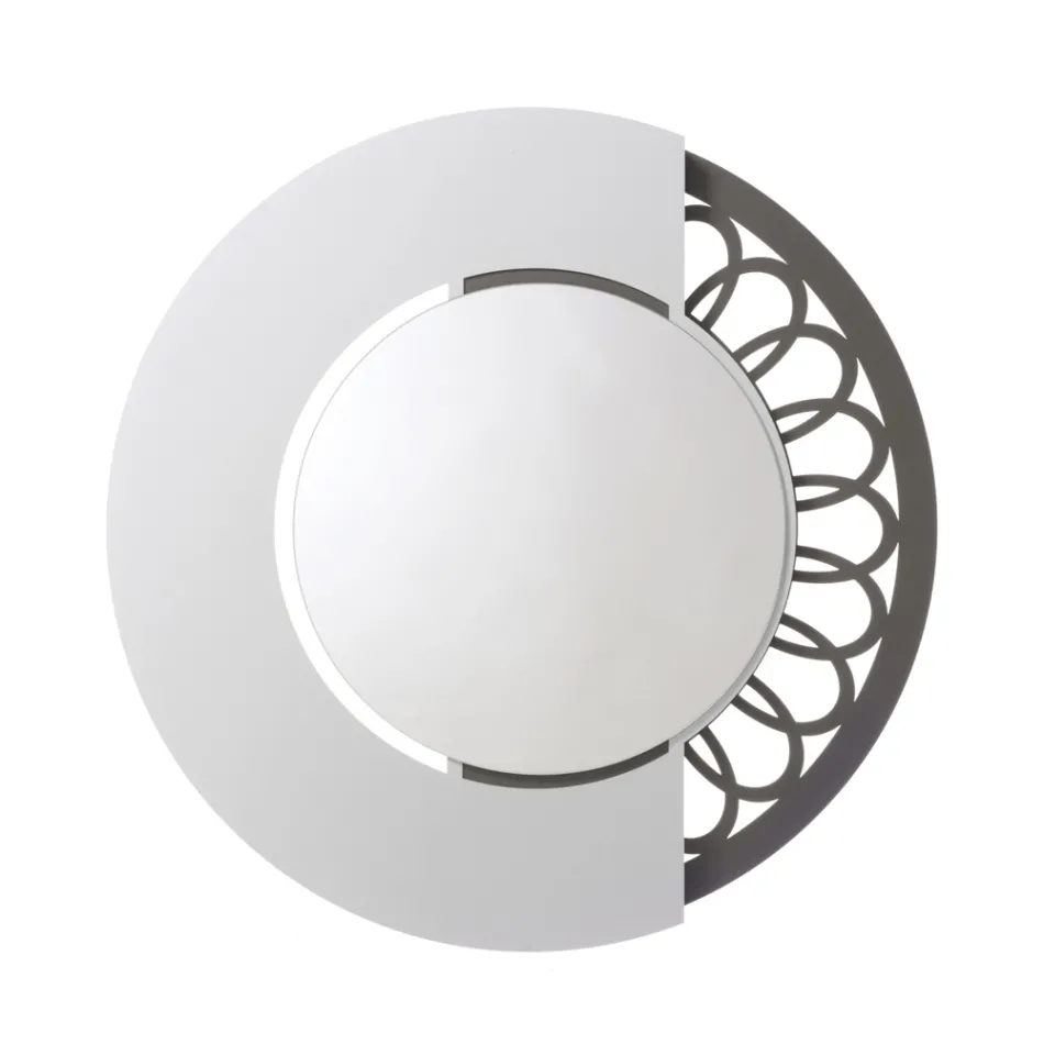 Round Iron Mirror with Side Decoration Made in Italy - Padlock Viadurini