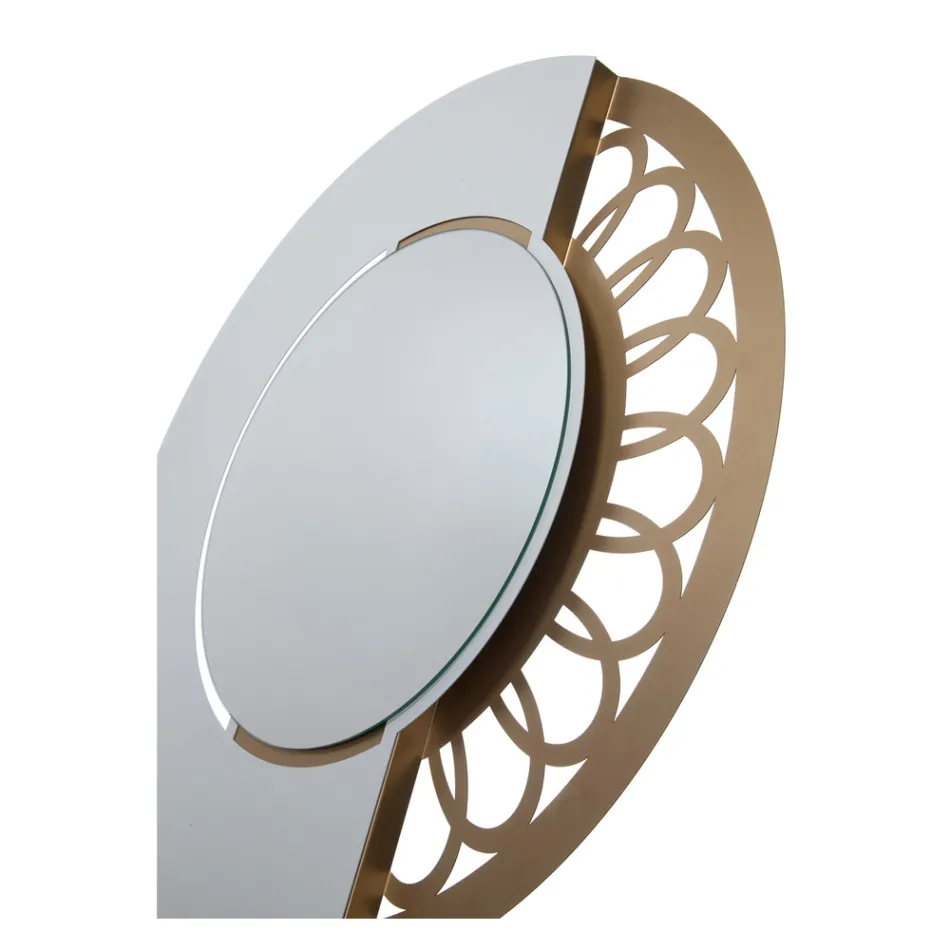 Round Iron Mirror with Side Decoration Made in Italy - Padlock Viadurini