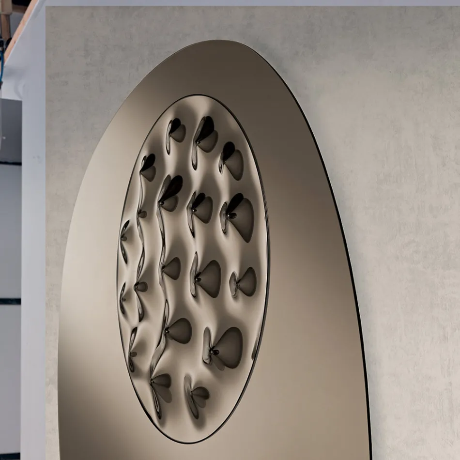 Shaped Mirror with Wavy Glass Insert Made in Italy - Adalberta Viadurini