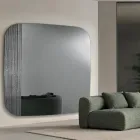 Shaped Mirror with Striped Insert Made in Italy - Alessia Viadurini