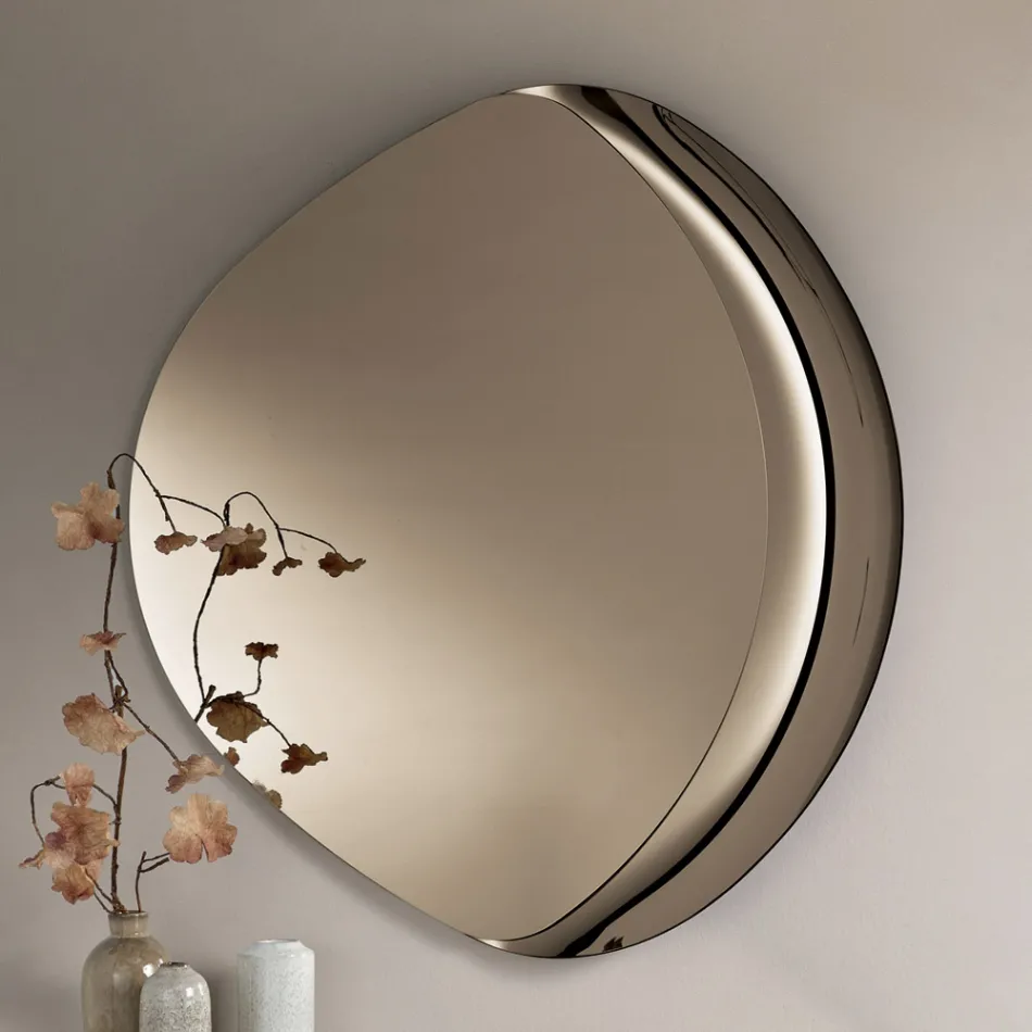 Abigaille Shaped Mirror with Semi-Frame in Fused Glass Made in Italy Viadurini