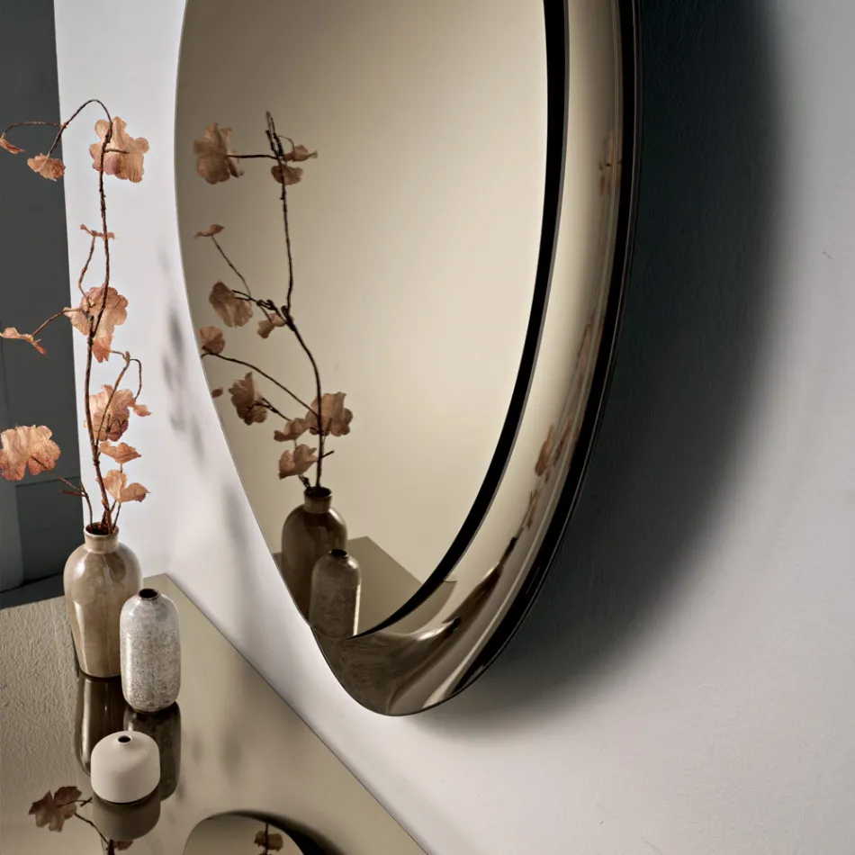 Abigaille Shaped Mirror with Semi-Frame in Fused Glass Made in Italy Viadurini