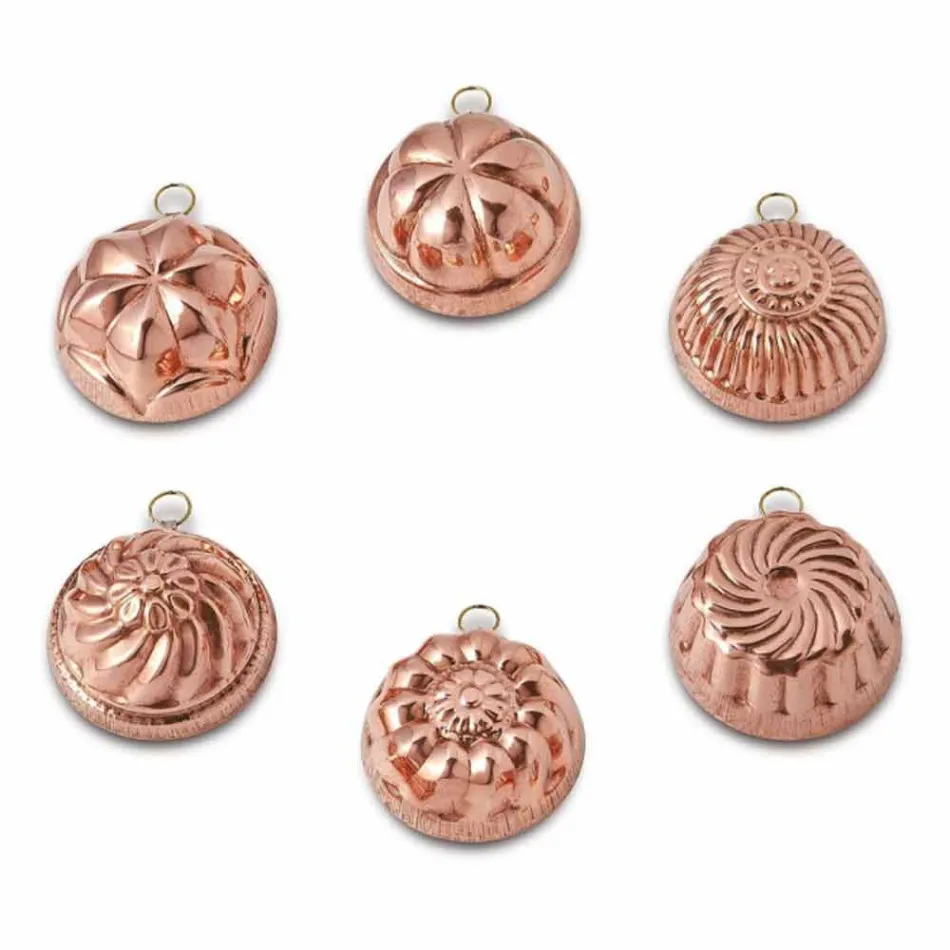 Handmade Tinned Copper Cake Molds Mixed Design 6 Pieces - Giandaniele Viadurini