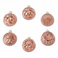 Handmade Tinned Copper Cake Molds Mixed Design 6 Pieces - Giandaniele