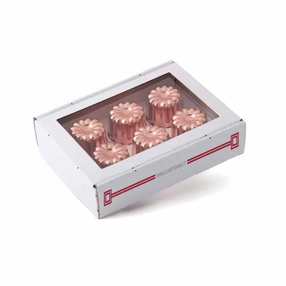 6 Pieces Tinned Copper Hand-Tinned Copper Cake Molds - Gianvito Viadurini