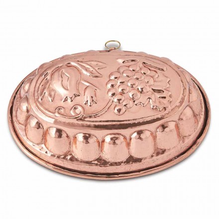 Desserts Oval Cake Pan in Hand Tinned Copper with Decoration - Gianfilippo Viadurini