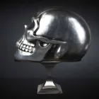 Skull-Shaped Statue in Silver Ceramic Made in Italy - Skull Viadurini