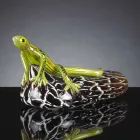 Figurine in the Shape of a Lizard on a Stone in Colored Glass Made in Italy - Certola Viadurini