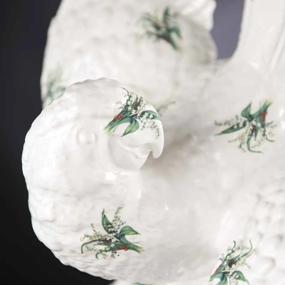 Parrot-Shaped Ceramic Figurine Handmade in Italy - Pagallo Viadurini