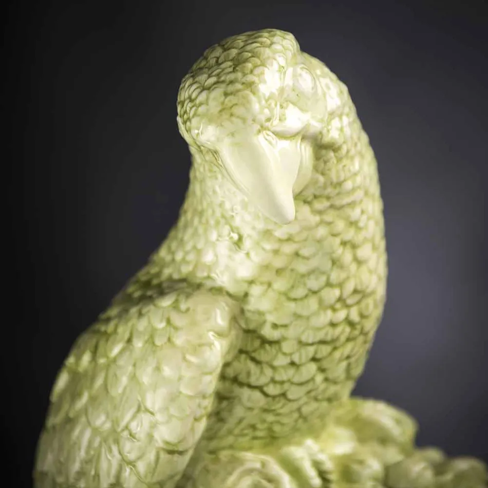 Handmade Ceramic Parrot-Shaped Figurine Made in Italy - Pagallo Viadurini