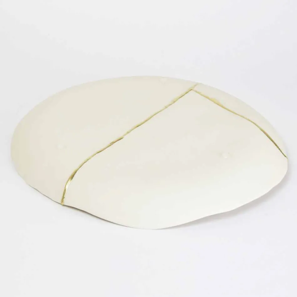 Design Round Pocket Tray in White Porcelain and Gold Leaf - Cicatroro Viadurini