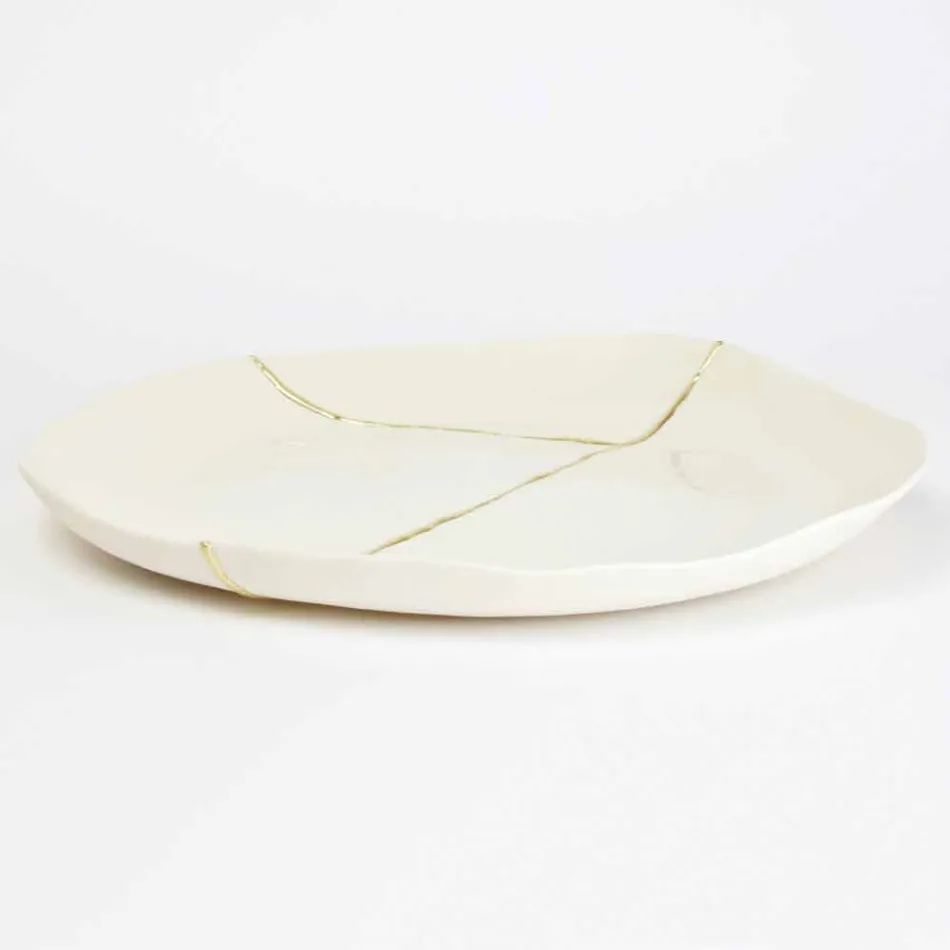 Design Round Pocket Tray in White Porcelain and Gold Leaf - Cicatroro Viadurini